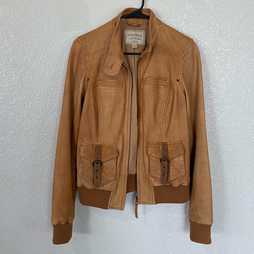 Lucky Brand Genuine Leather Bomber Jacket